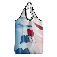 Panama Waving Flag Design Grocery Bag with Red Blue Stars and National Color Pattern - Wonder Print Shop