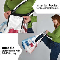 Panama Waving Flag Design Grocery Bag with Red Blue Stars and National Color Pattern - Wonder Print Shop