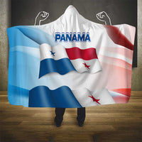 Panama Waving Flag Design Hooded Blanket with Red Blue Stars and National Color Pattern - Wonder Print Shop