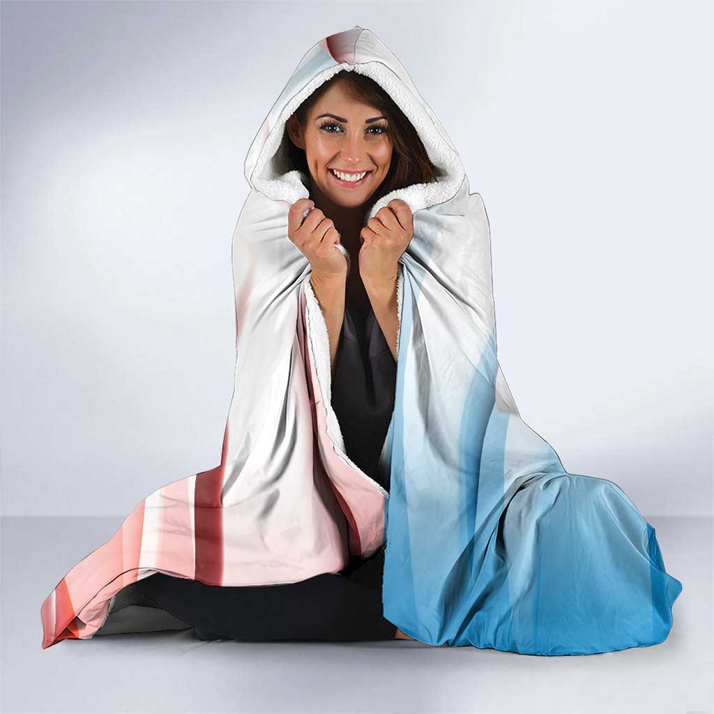 Panama Waving Flag Design Hooded Blanket with Red Blue Stars and National Color Pattern - Wonder Print Shop