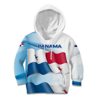 Panama Waving Flag Design Kid Hoodie with Red Blue Stars and National Color Pattern - Wonder Print Shop