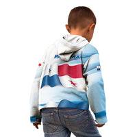 Panama Waving Flag Design Kid Hoodie with Red Blue Stars and National Color Pattern - Wonder Print Shop
