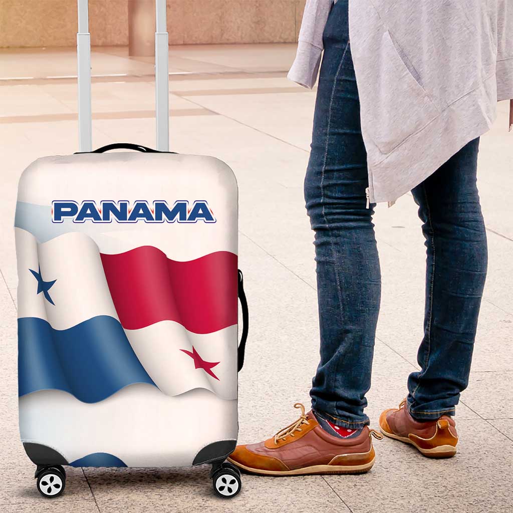 Panama Waving Flag Design Luggage Cover with Red Blue Stars and National Color Pattern - Wonder Print Shop