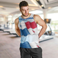 Panama Waving Flag Design Men Tank Top with Red Blue Stars and National Color Pattern - Wonder Print Shop