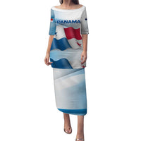 Panama Waving Flag Design Puletasi with Red Blue Stars and National Color Pattern - Wonder Print Shop