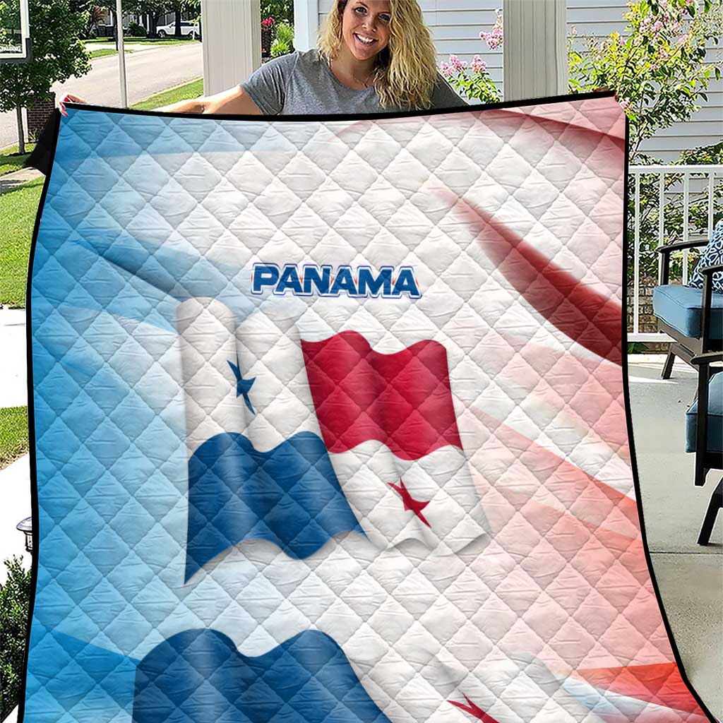 Panama Waving Flag Design Quilt with Red Blue Stars and National Color Pattern - Wonder Print Shop