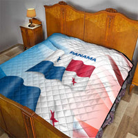 Panama Waving Flag Design Quilt with Red Blue Stars and National Color Pattern - Wonder Print Shop