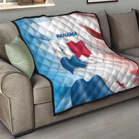 Panama Waving Flag Design Quilt with Red Blue Stars and National Color Pattern - Wonder Print Shop