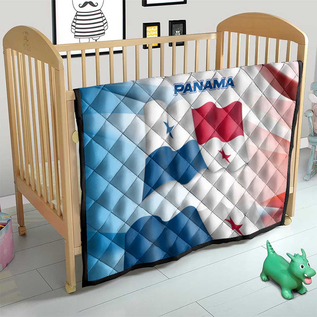 Panama Waving Flag Design Quilt with Red Blue Stars and National Color Pattern - Wonder Print Shop