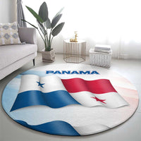 Panama Waving Flag Design Round Carpet with Red Blue Stars and National Color Pattern - Wonder Print Shop