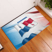 Panama Waving Flag Design Rubber Doormat with Red Blue Stars and National Color Pattern - Wonder Print Shop