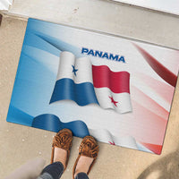Panama Waving Flag Design Rubber Doormat with Red Blue Stars and National Color Pattern - Wonder Print Shop