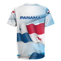 Panama Waving Flag Design Rugby Jersey with Red Blue Stars and National Color Pattern - Wonder Print Shop