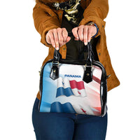 Panama Waving Flag Design Shoulder Handbag with Red Blue Stars and National Color Pattern - Wonder Print Shop