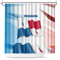 Panama Waving Flag Design Shower Curtain with Red Blue Stars and National Color Pattern - Wonder Print Shop
