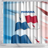 Panama Waving Flag Design Shower Curtain with Red Blue Stars and National Color Pattern - Wonder Print Shop