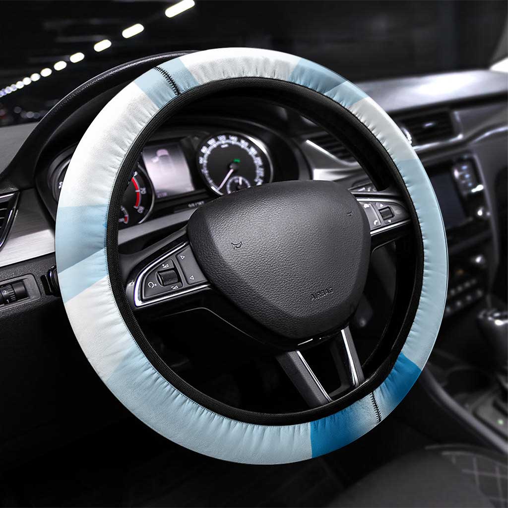 Panama Waving Flag Design Steering Wheel Cover with Red Blue Stars and National Color Pattern - Wonder Print Shop