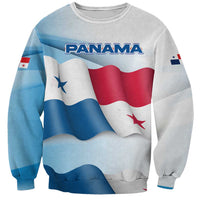 Panama Waving Flag Design Sweatshirt with Red Blue Stars and National Color Pattern - Wonder Print Shop