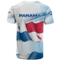 Panama Waving Flag Design T Shirt with Red Blue Stars and National Color Pattern - Wonder Print Shop