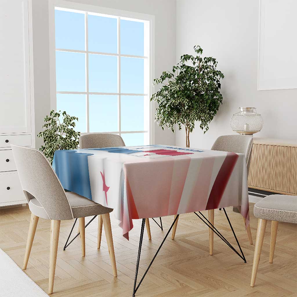 Panama Waving Flag Design Tablecloth with Red Blue Stars and National Color Pattern - Wonder Print Shop