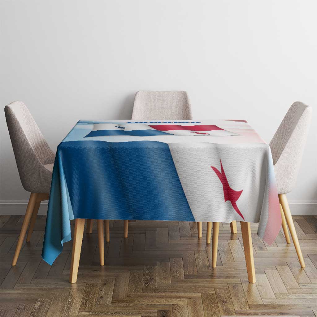 Panama Waving Flag Design Tablecloth with Red Blue Stars and National Color Pattern - Wonder Print Shop