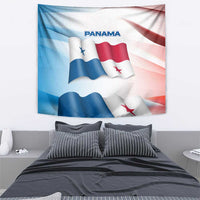 Panama Waving Flag Design Tapestry with Red Blue Stars and National Color Pattern - Wonder Print Shop