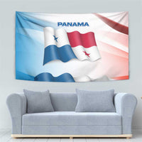 Panama Waving Flag Design Tapestry with Red Blue Stars and National Color Pattern - Wonder Print Shop