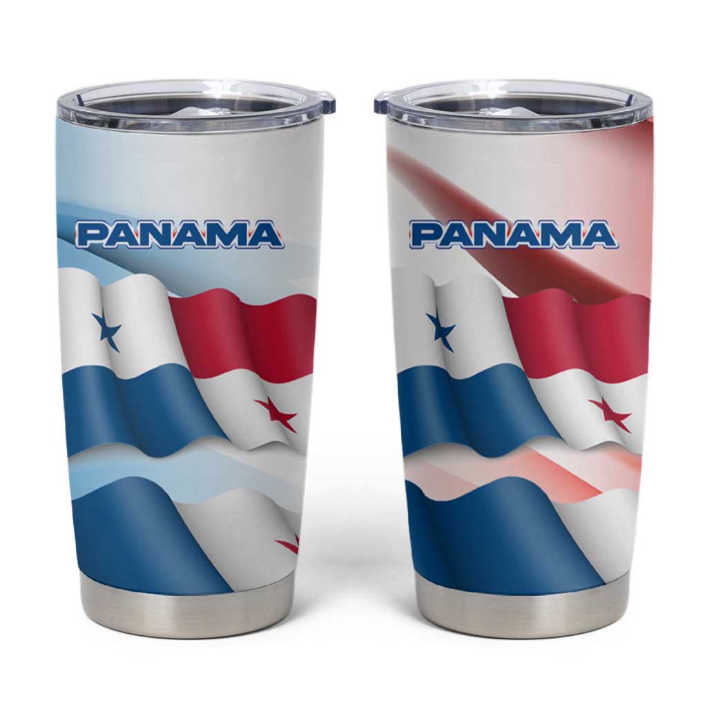Panama Waving Flag Design Tumbler Cup with Red Blue Stars and National Color Pattern - Wonder Print Shop