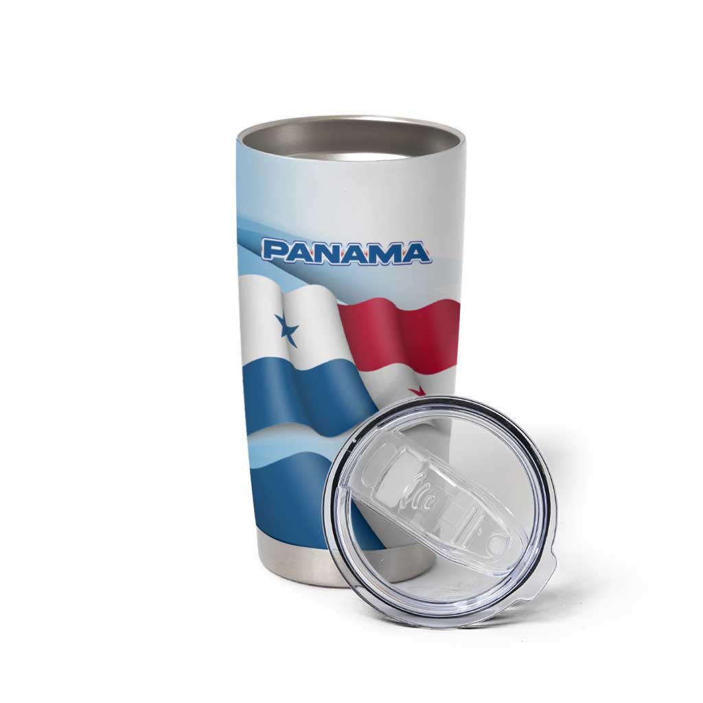 Panama Waving Flag Design Tumbler Cup with Red Blue Stars and National Color Pattern - Wonder Print Shop