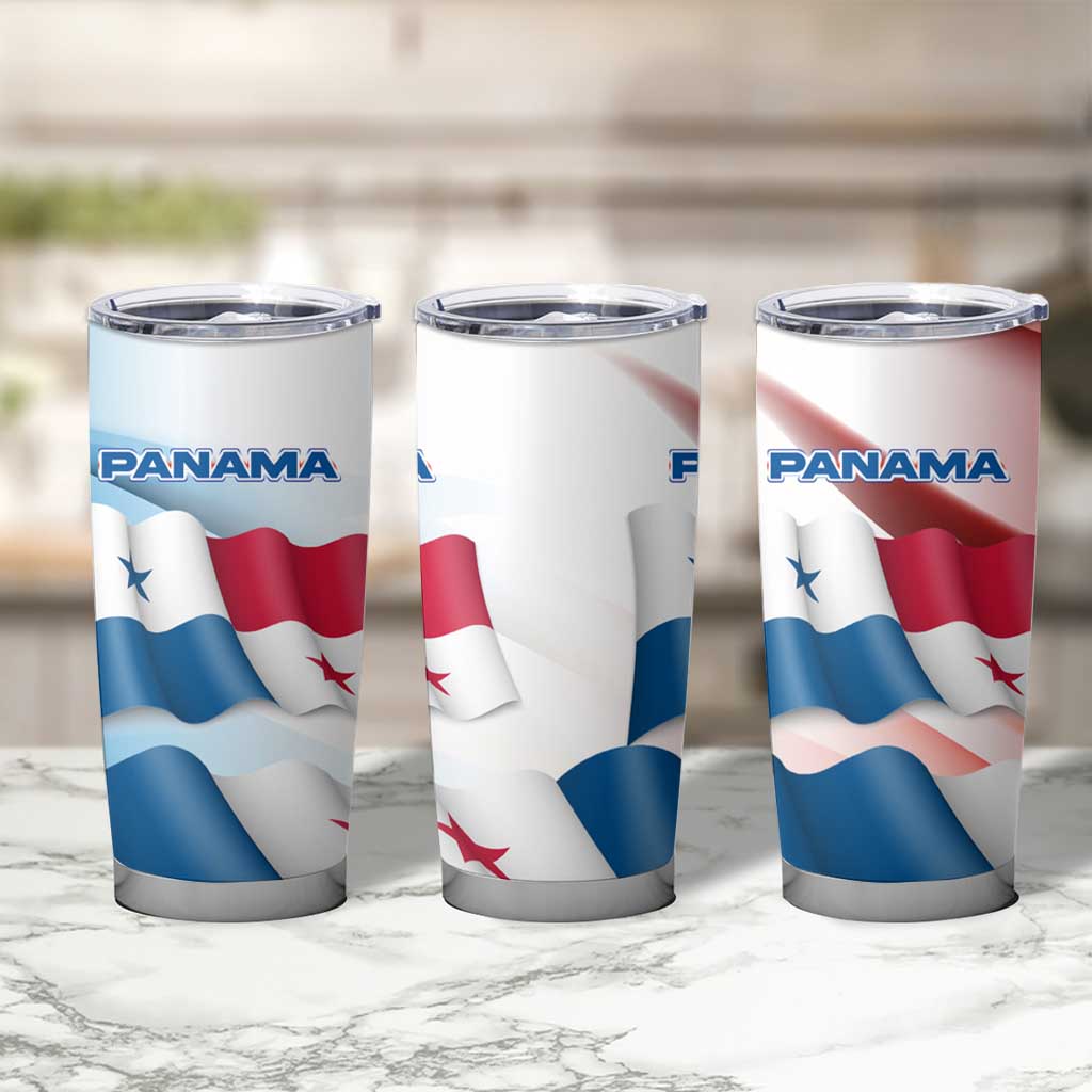Panama Waving Flag Design Tumbler Cup with Red Blue Stars and National Color Pattern - Wonder Print Shop