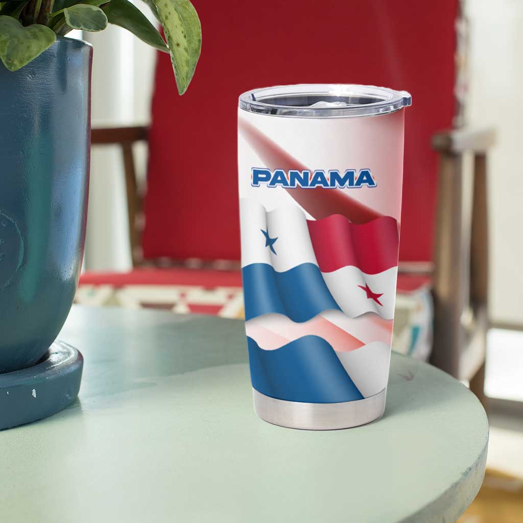 Panama Waving Flag Design Tumbler Cup with Red Blue Stars and National Color Pattern - Wonder Print Shop