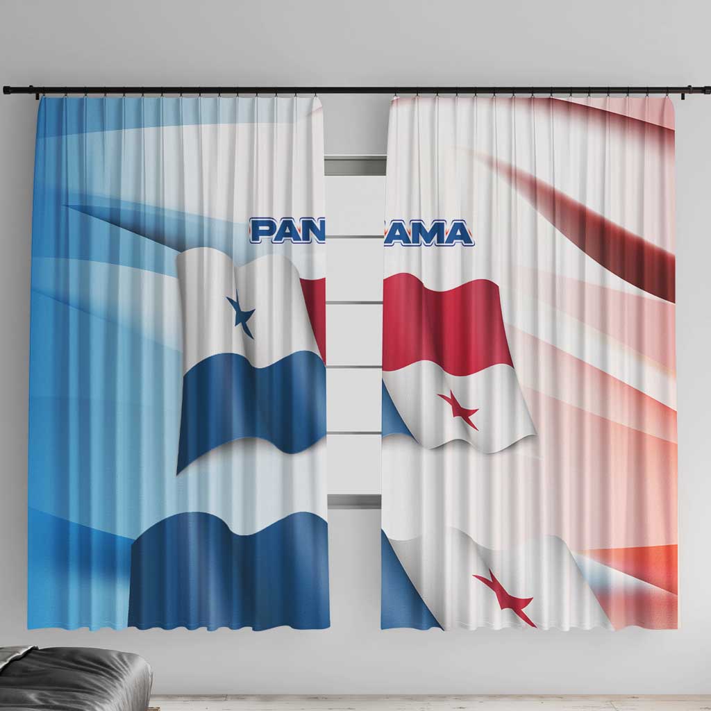 Panama Waving Flag Design Window Curtain with Red Blue Stars and National Color Pattern - Wonder Print Shop