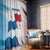 Panama Waving Flag Design Window Curtain with Red Blue Stars and National Color Pattern - Wonder Print Shop