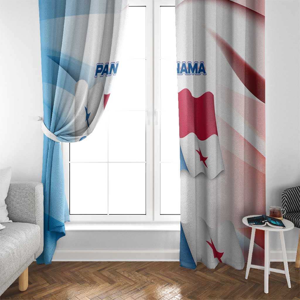 Panama Waving Flag Design Window Curtain with Red Blue Stars and National Color Pattern - Wonder Print Shop