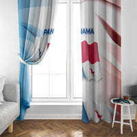 Panama Waving Flag Design Window Curtain with Red Blue Stars and National Color Pattern - Wonder Print Shop
