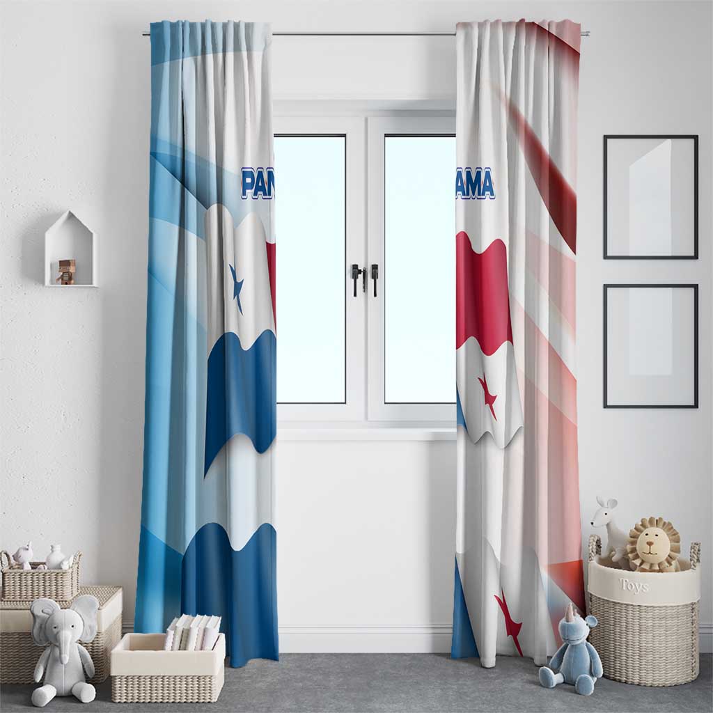 Panama Waving Flag Design Window Curtain with Red Blue Stars and National Color Pattern - Wonder Print Shop