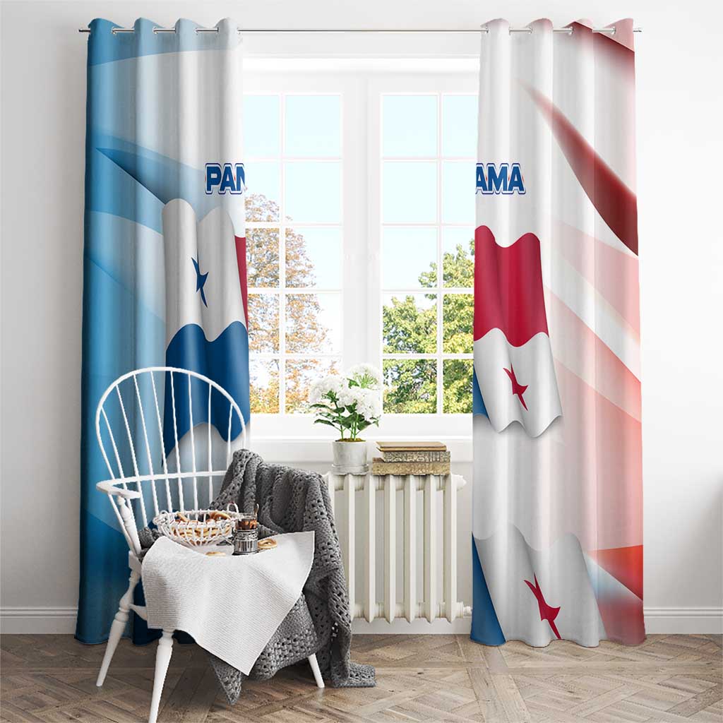 Panama Waving Flag Design Window Curtain with Red Blue Stars and National Color Pattern - Wonder Print Shop