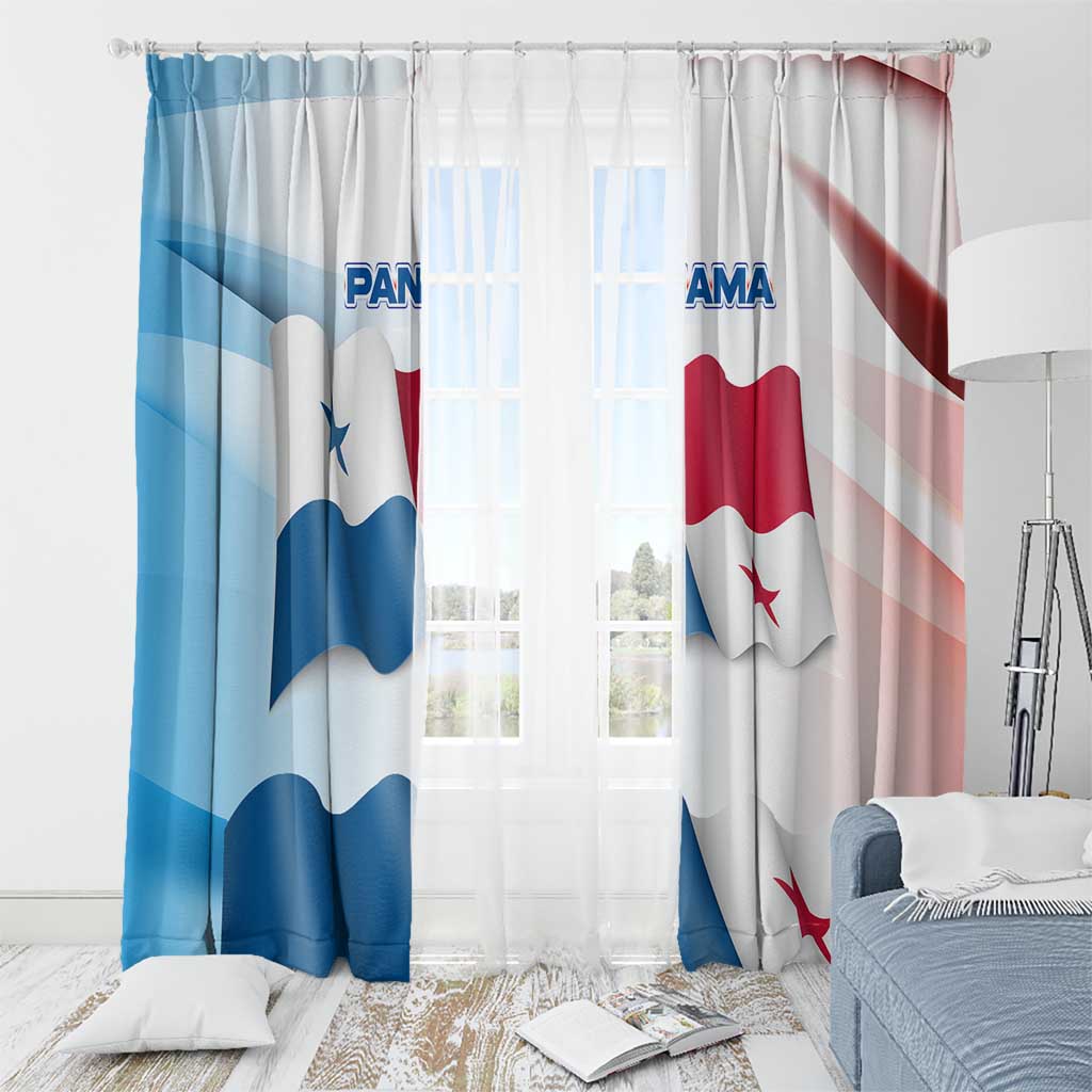 Panama Waving Flag Design Window Curtain with Red Blue Stars and National Color Pattern - Wonder Print Shop