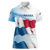 Panama Waving Flag Design Women Polo Shirt with Red Blue Stars and National Color Pattern - Wonder Print Shop