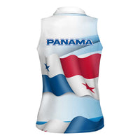 Panama Waving Flag Design Women Sleeveless Polo Shirt with Red Blue Stars and National Color Pattern - Wonder Print Shop