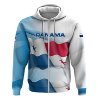 Panama Waving Flag Design Zip Hoodie with Red Blue Stars and National Color Pattern - Wonder Print Shop