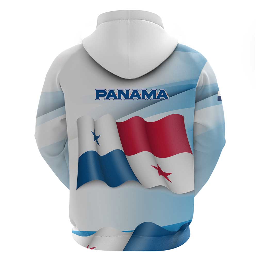 Panama Waving Flag Design Zip Hoodie with Red Blue Stars and National Color Pattern - Wonder Print Shop