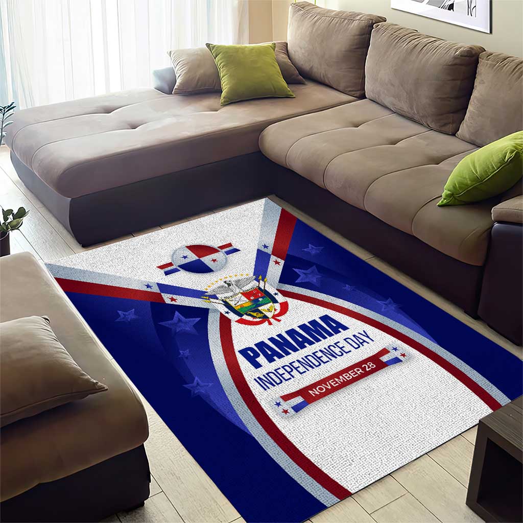 Panama Independence Day Area Rug with National Coat of Arms and Red Blue Star Design - Wonder Print Shop