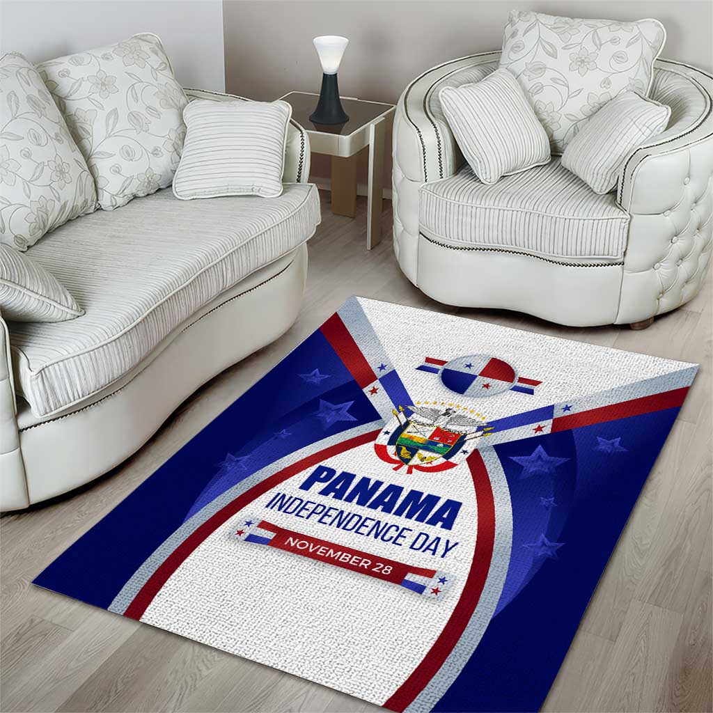 Panama Independence Day Area Rug with National Coat of Arms and Red Blue Star Design - Wonder Print Shop