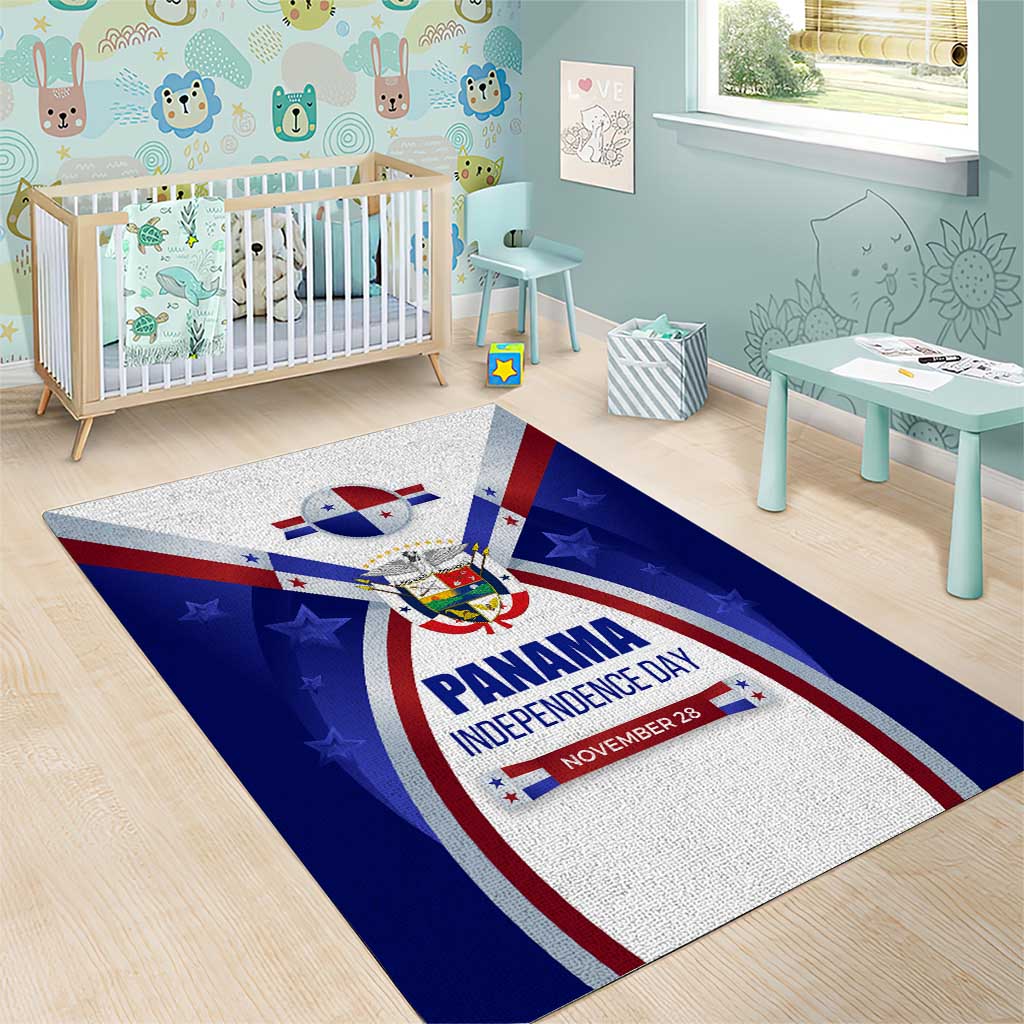 Panama Independence Day Area Rug with National Coat of Arms and Red Blue Star Design - Wonder Print Shop