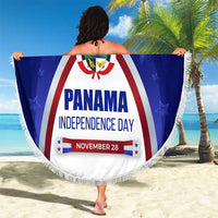 Panama Independence Day Beach Blanket with National Coat of Arms and Red Blue Star Design - Wonder Print Shop