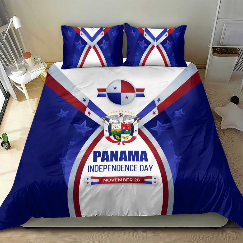 Panama Independence Day Bedding Set with National Coat of Arms and Red Blue Star Design - Wonder Print Shop