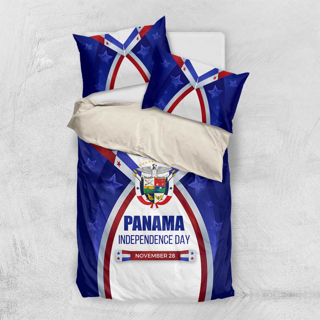 Panama Independence Day Bedding Set with National Coat of Arms and Red Blue Star Design - Wonder Print Shop