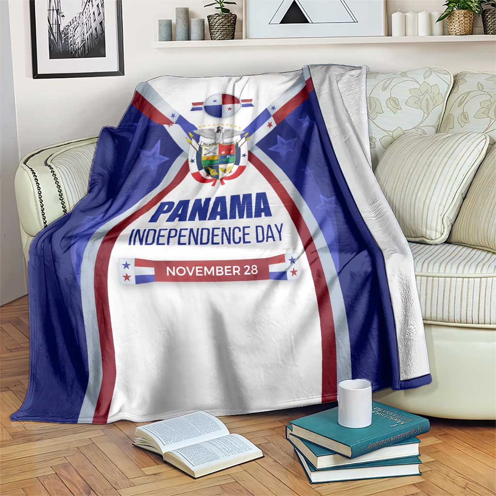 Panama Independence Day Blanket with National Coat of Arms and Red Blue Star Design - Wonder Print Shop