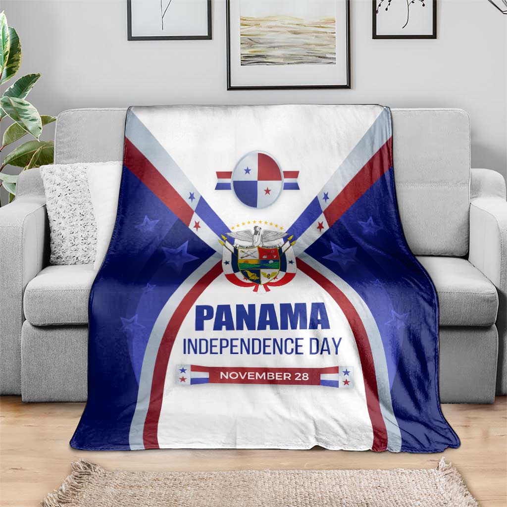 Panama Independence Day Blanket with National Coat of Arms and Red Blue Star Design - Wonder Print Shop